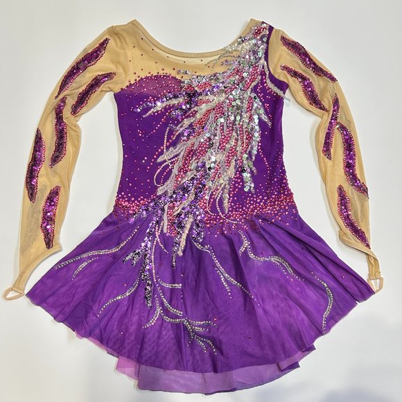 New Figure Skating Dress Size 10 (5~8T) with Hair Scrunchies (120~130cm) - Picture 2 of 14